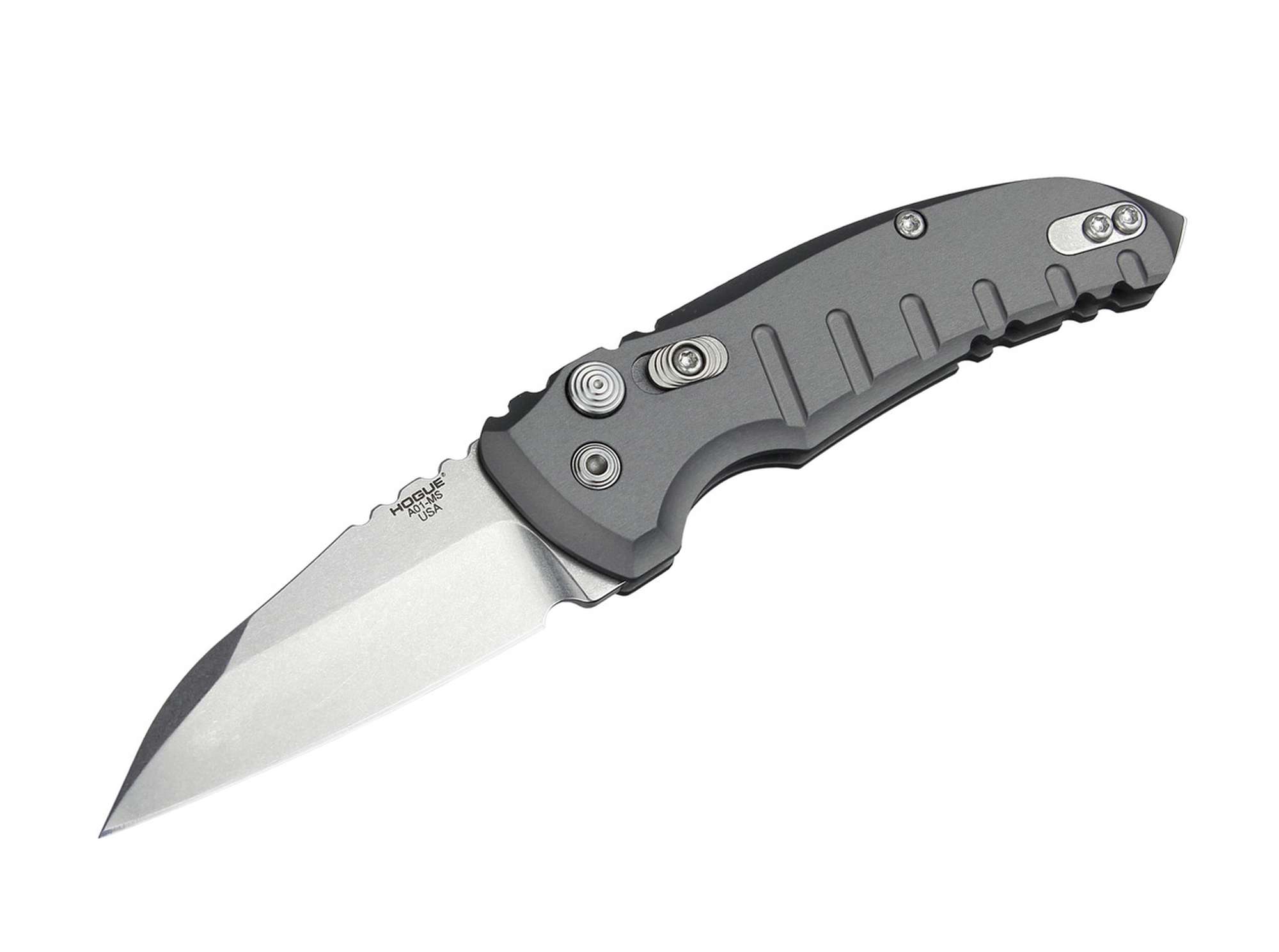 Hogue A01 MicroSwitch 2.75" Wharncliffe Tumbled Alumium Grey