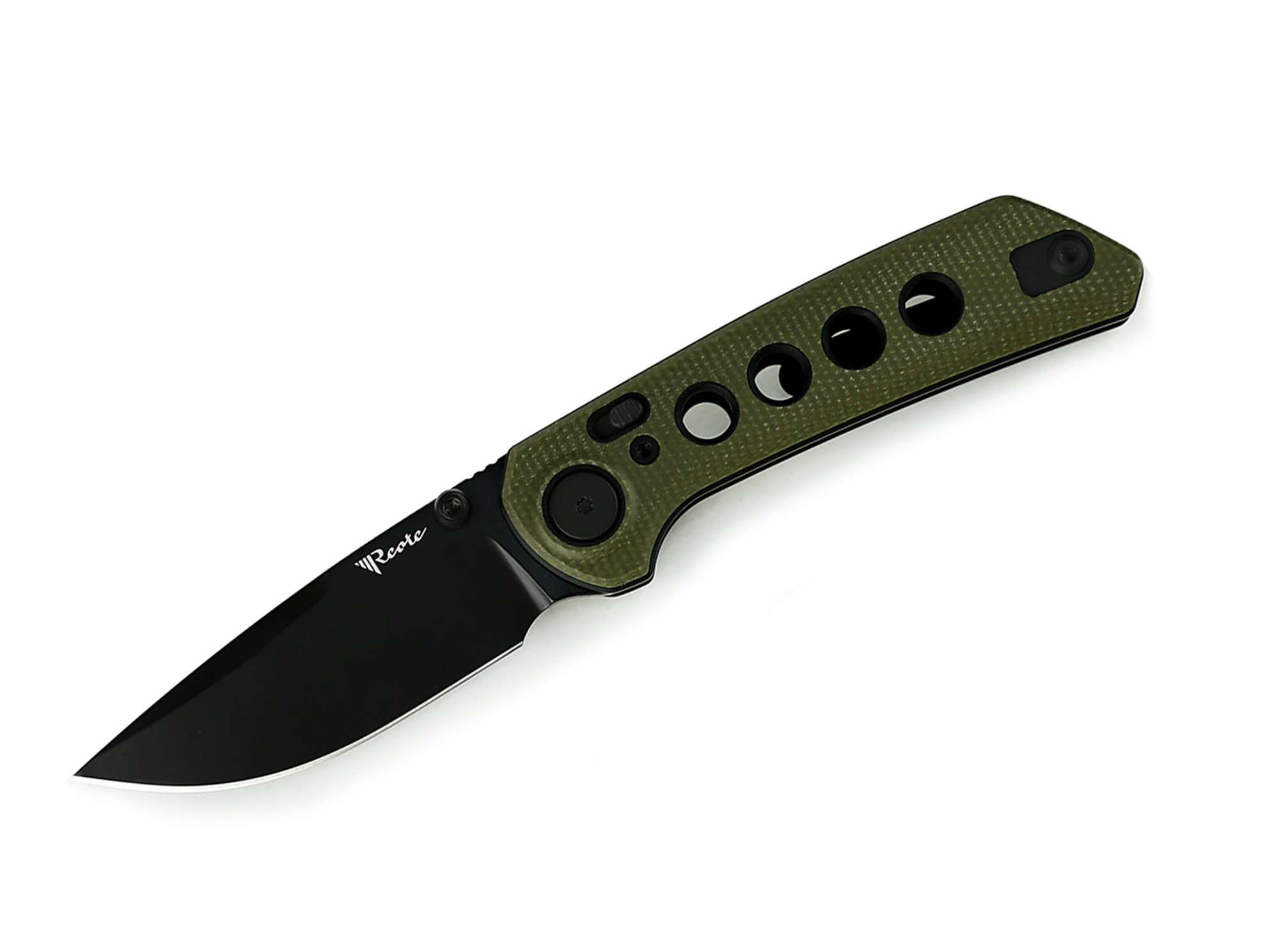 Reate PL-XT Micarta Green G10 Black PVD Black