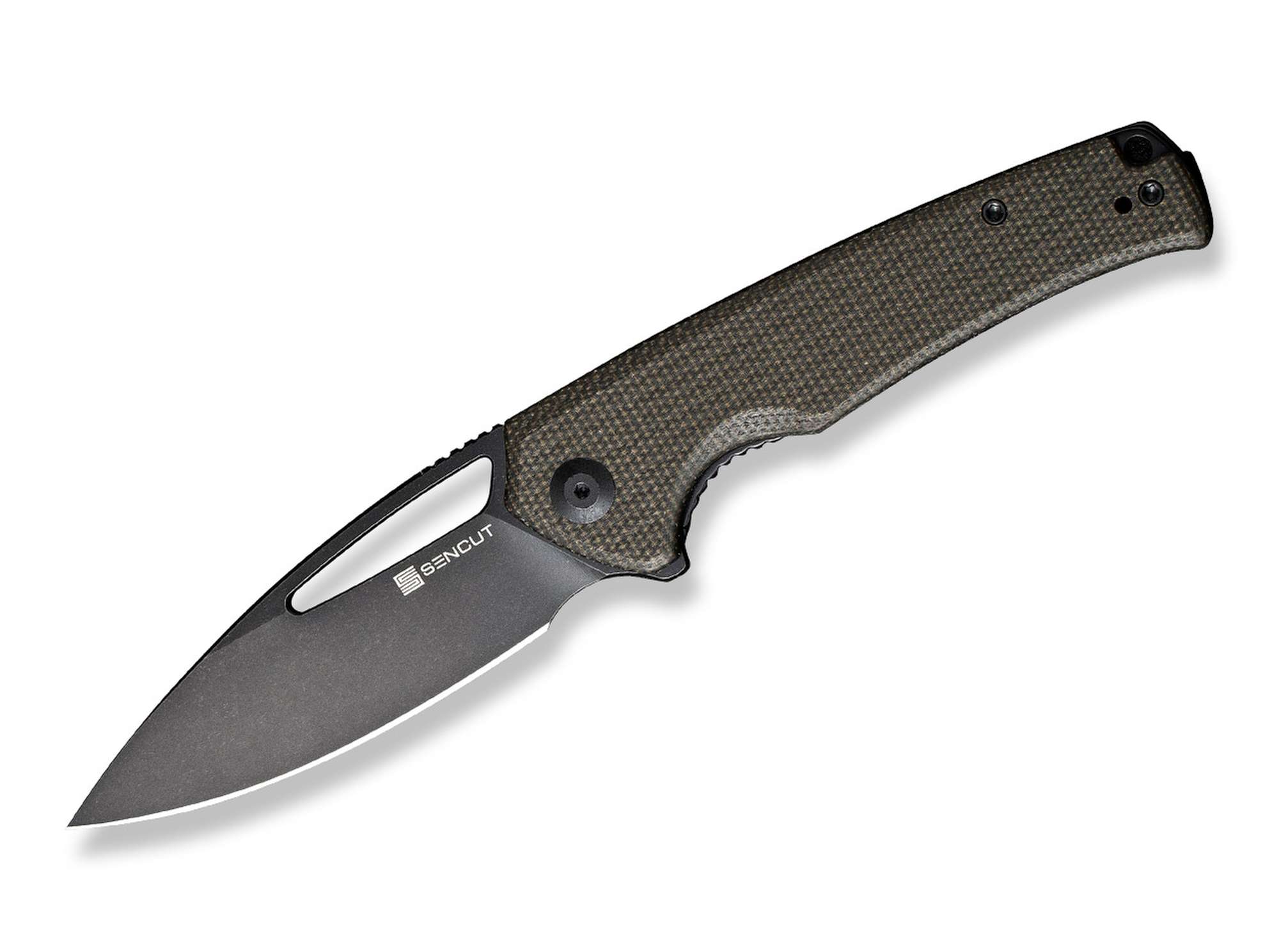 SENCUT Mims Micarta Dark Green Black Blade