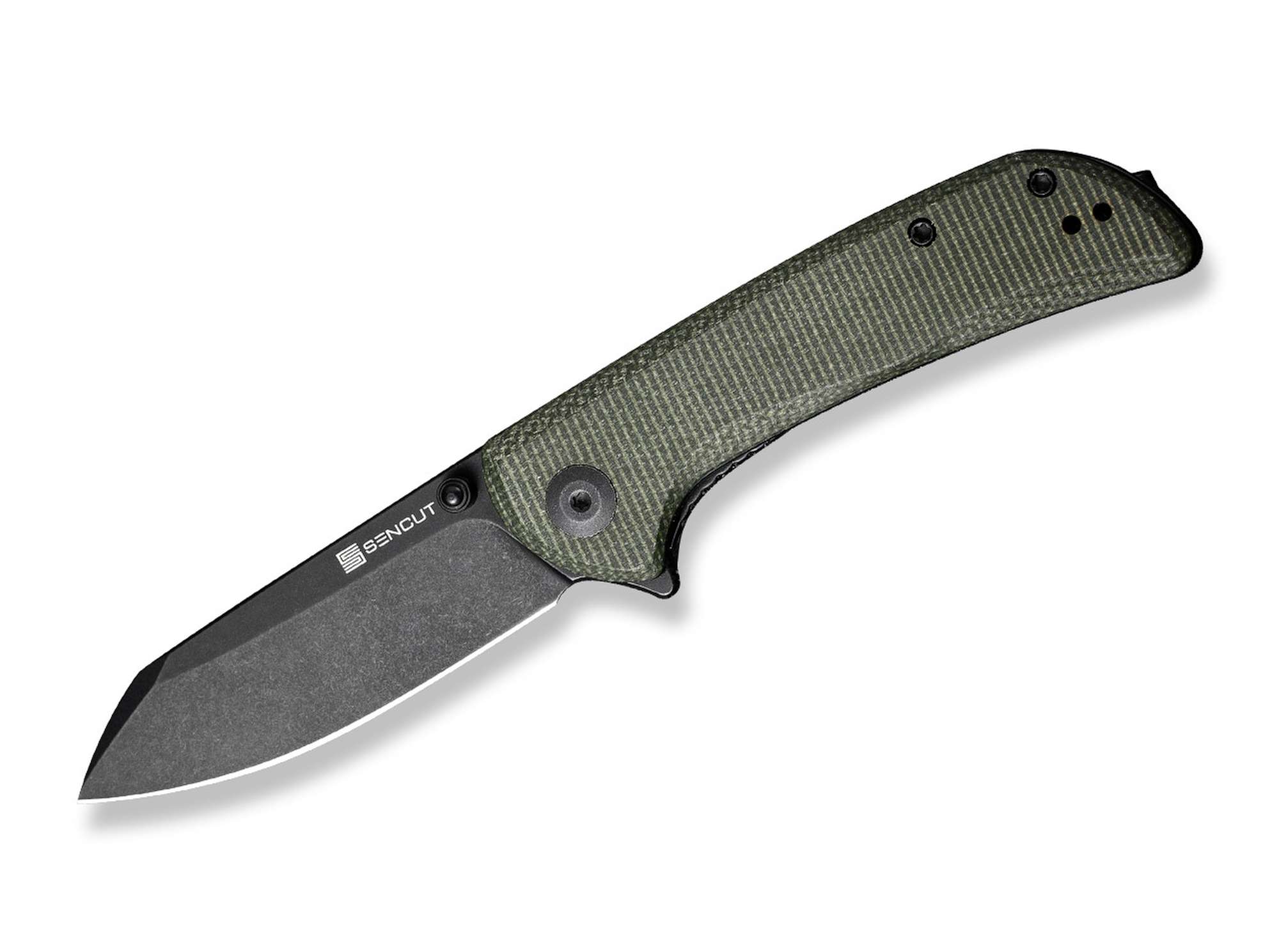 SENCUT Fritch Micarta Dark Green Black Blade