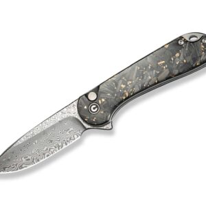 CIVIVI Button Lock Elementum II Shredded CF Golden Resin Damascus