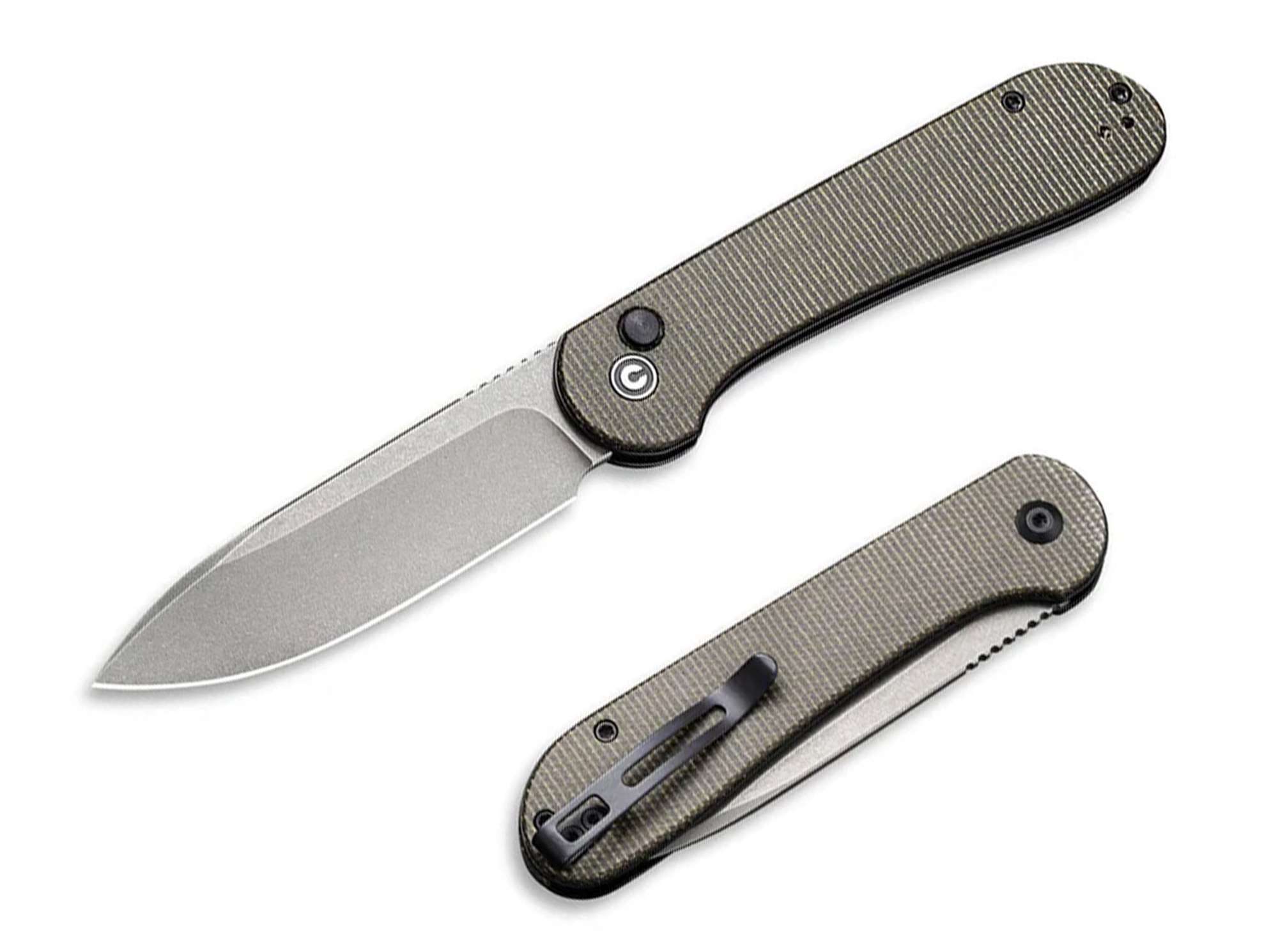 CIVIVI Button Lock Elementum Micarta Dark Green