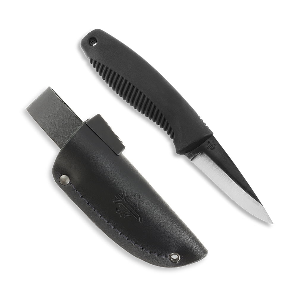 Peltonen Knives - M23 Ranger Cub 80CrV2, Black Handle, Black Leather Sheath