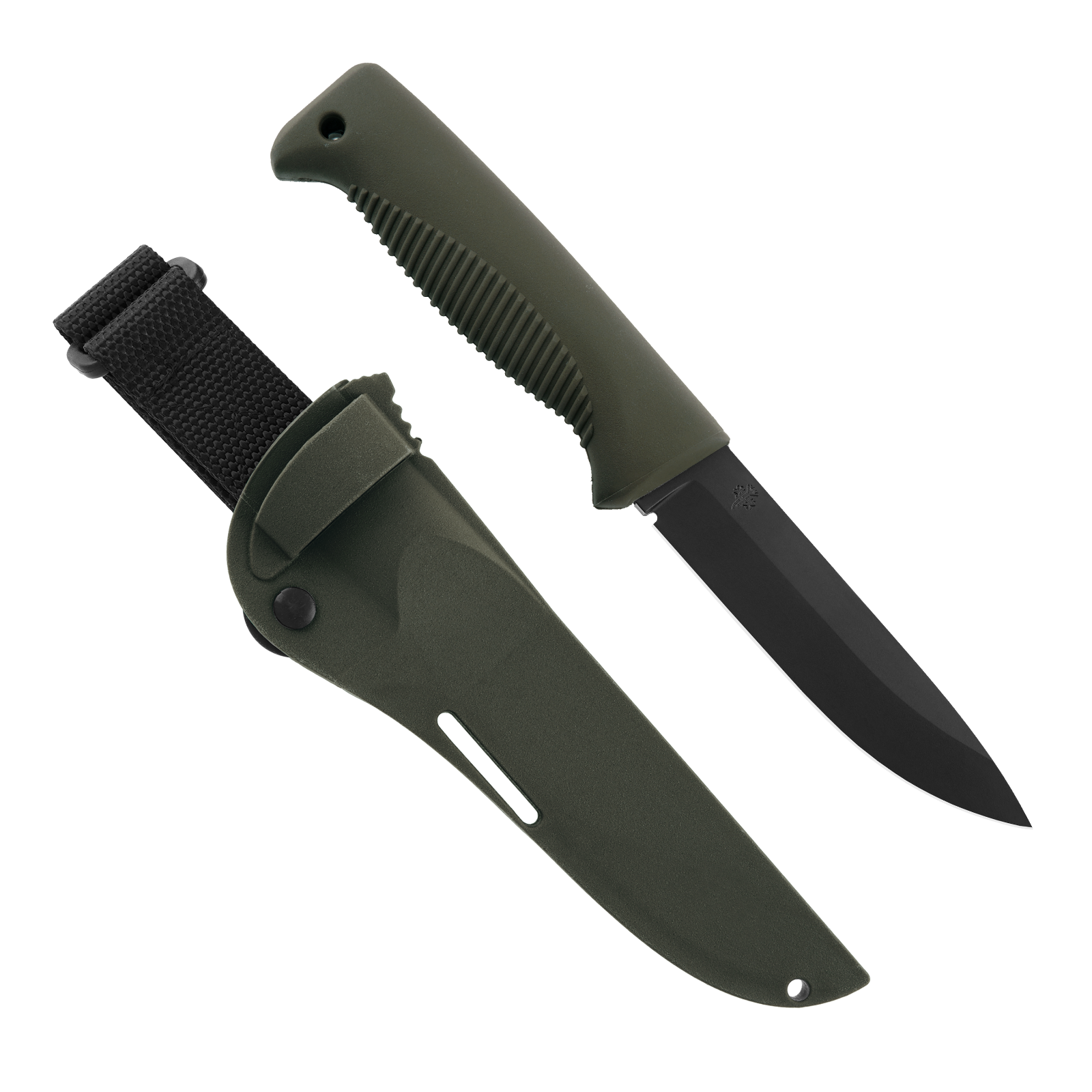 Peltonen Knives - M07 Ranger Puukko 80CrV2 Black Cerakote, Green Handle, Green Composite Sheath