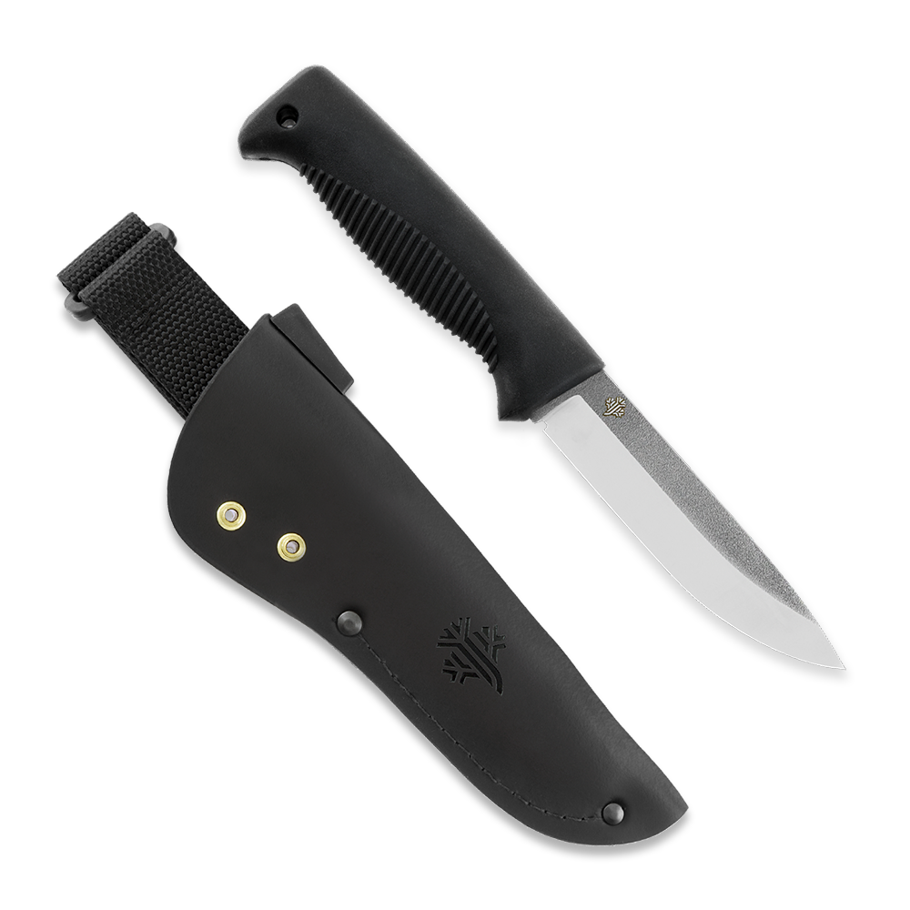 Peltonen Knives - M07 Ranger Puukko 80CrV2 Black Cerakote, Black Handle, Black Leather Sheath