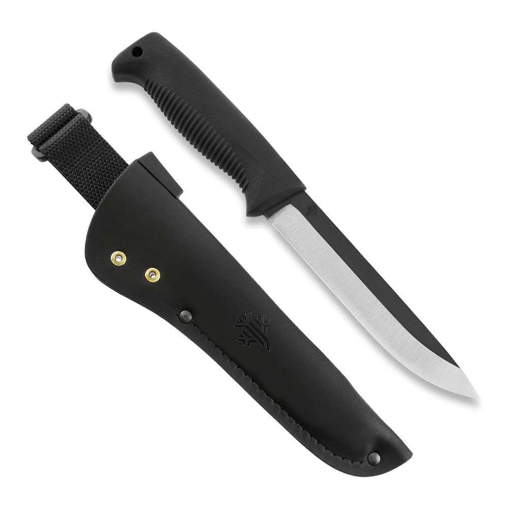 Peltonen Knives - M95 Ranger Puukko 80CrV2, Black Handle, Black Leather Sheath
