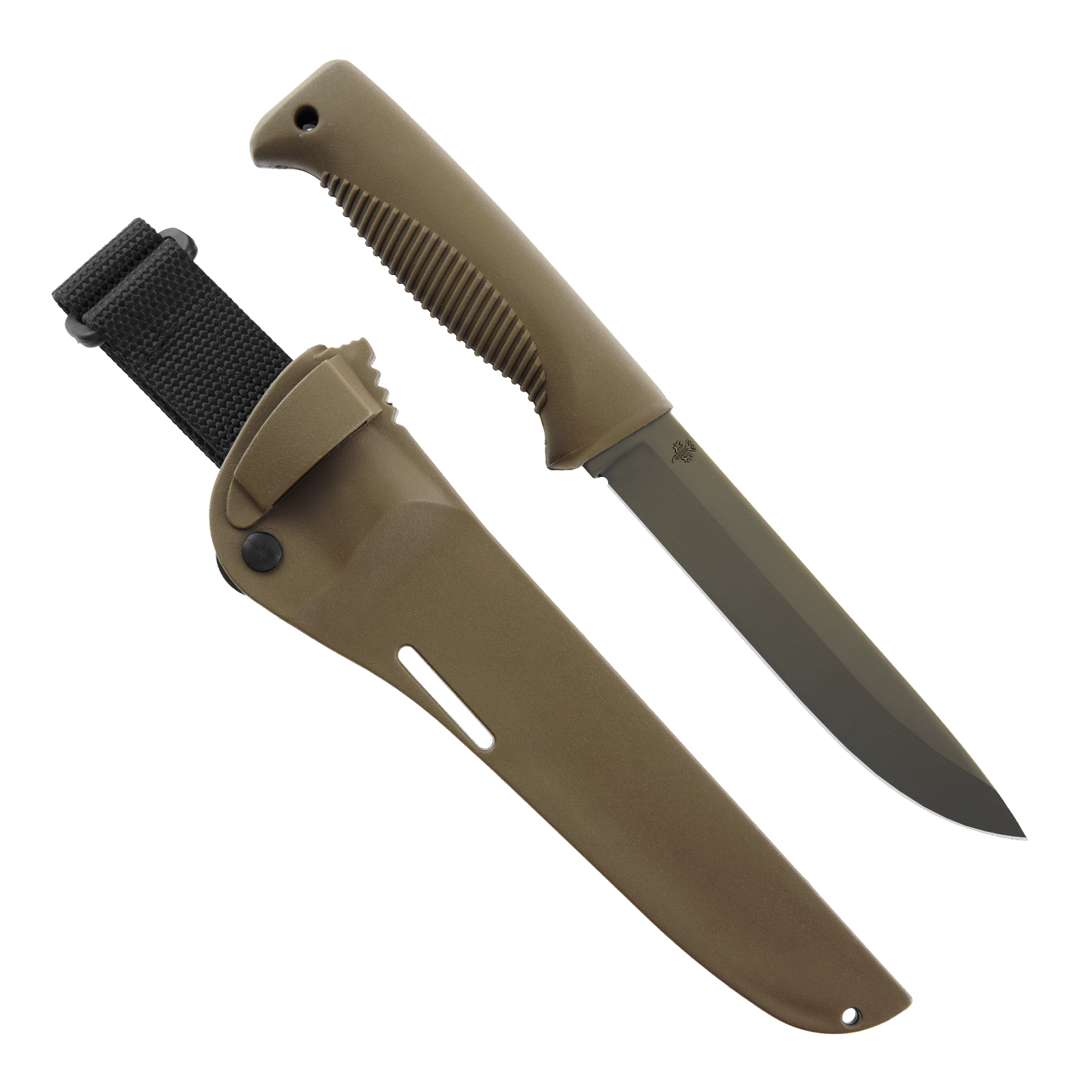Peltonen Knives - M95 Ranger Puukko 80CrV2 FDE Cerakote, Coyote Handle, Coyote Composite Sheath