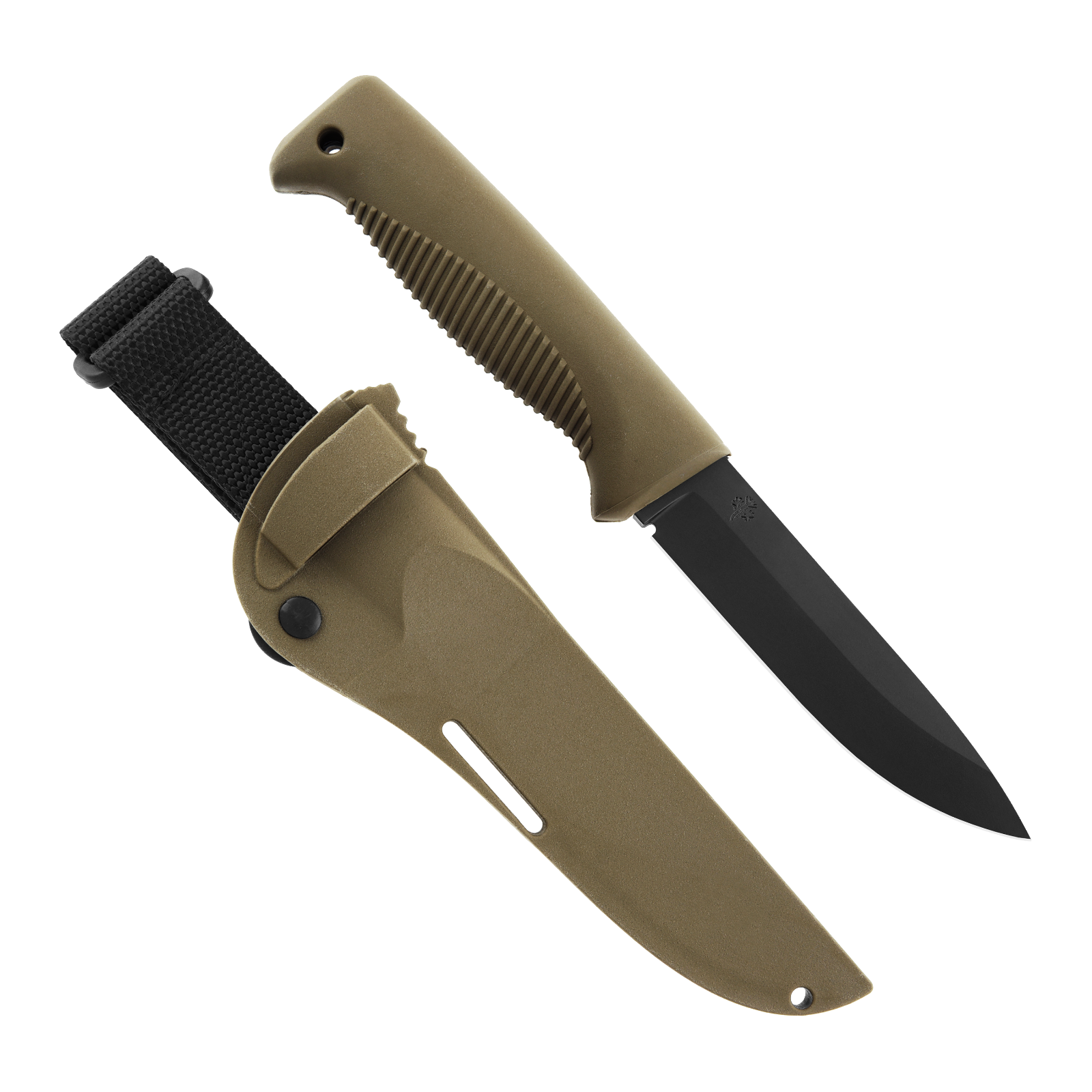 Peltonen Knives - M07 Ranger Puukko 80CrV2 Black Cerakote, Coyote Handle, Coyote Composite Sheath
