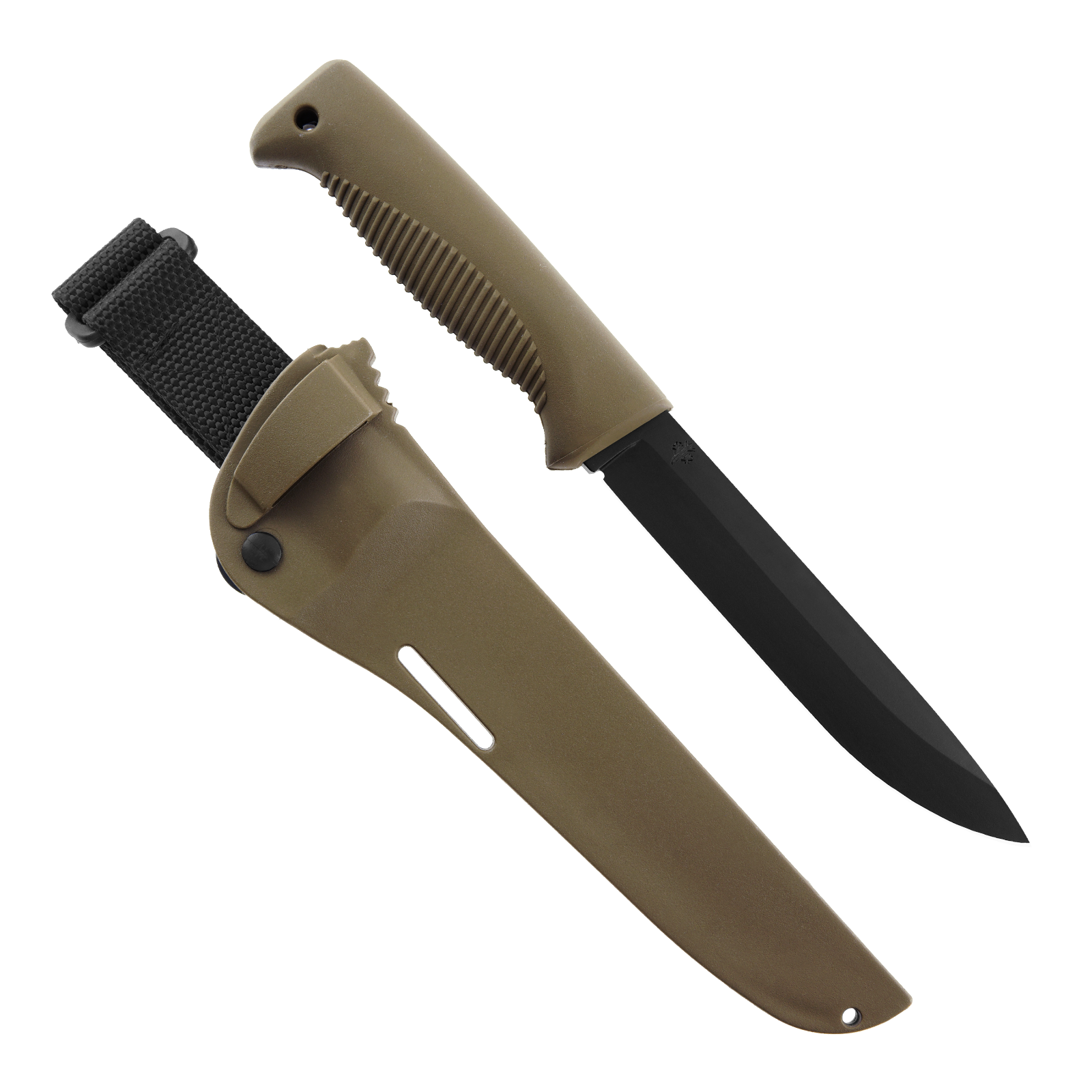 Peltonen Knives - M95 Ranger Puukko 80CrV2 Black Cerakote, Coyote Handle, Coyote Composite Sheath