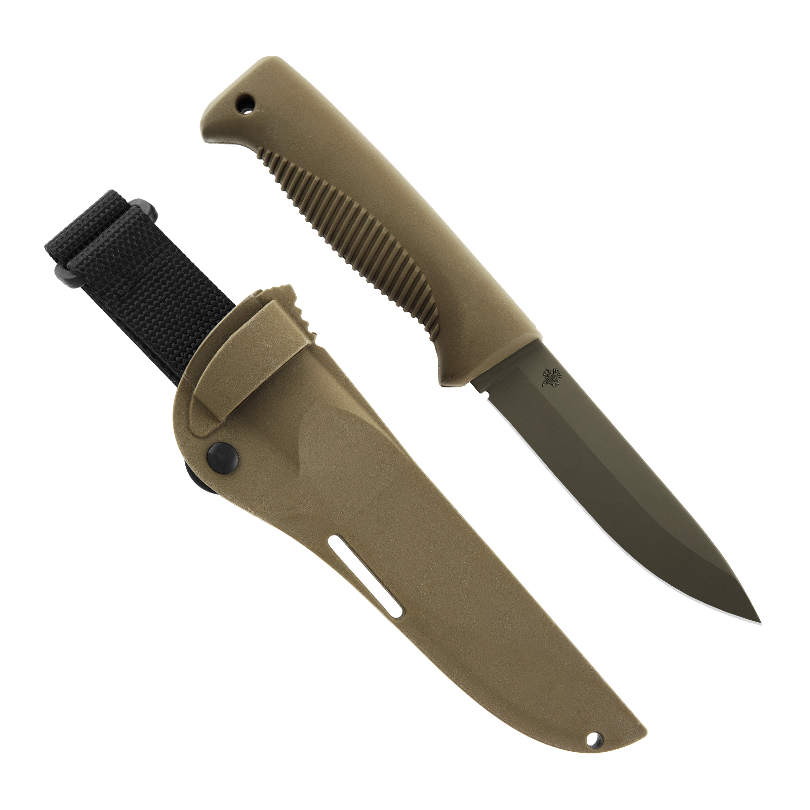 Peltonen Knives - M07 Ranger Puukko 80CrV2 FDE Cerakote, Coyote Handle, Coyote Composite Sheath