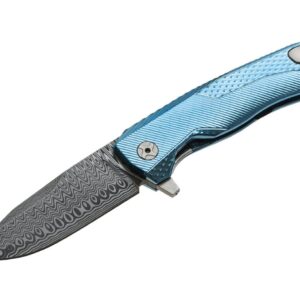 LionSteel ROK Damascus Blue