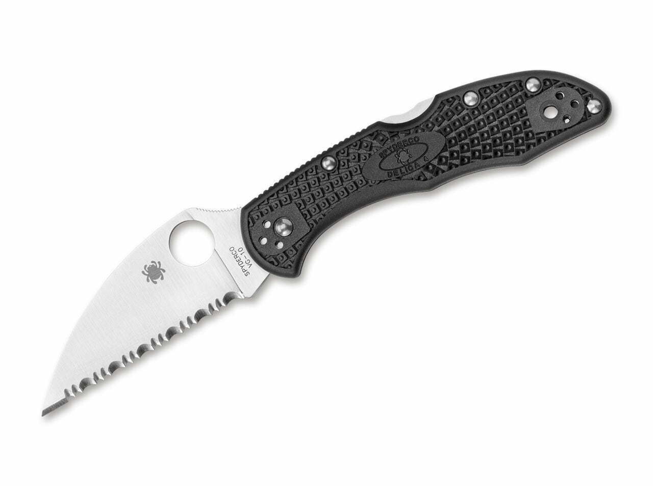 Spyderco Delica 4 Lightweight Flat Ground Black Wharncliffe Serrated