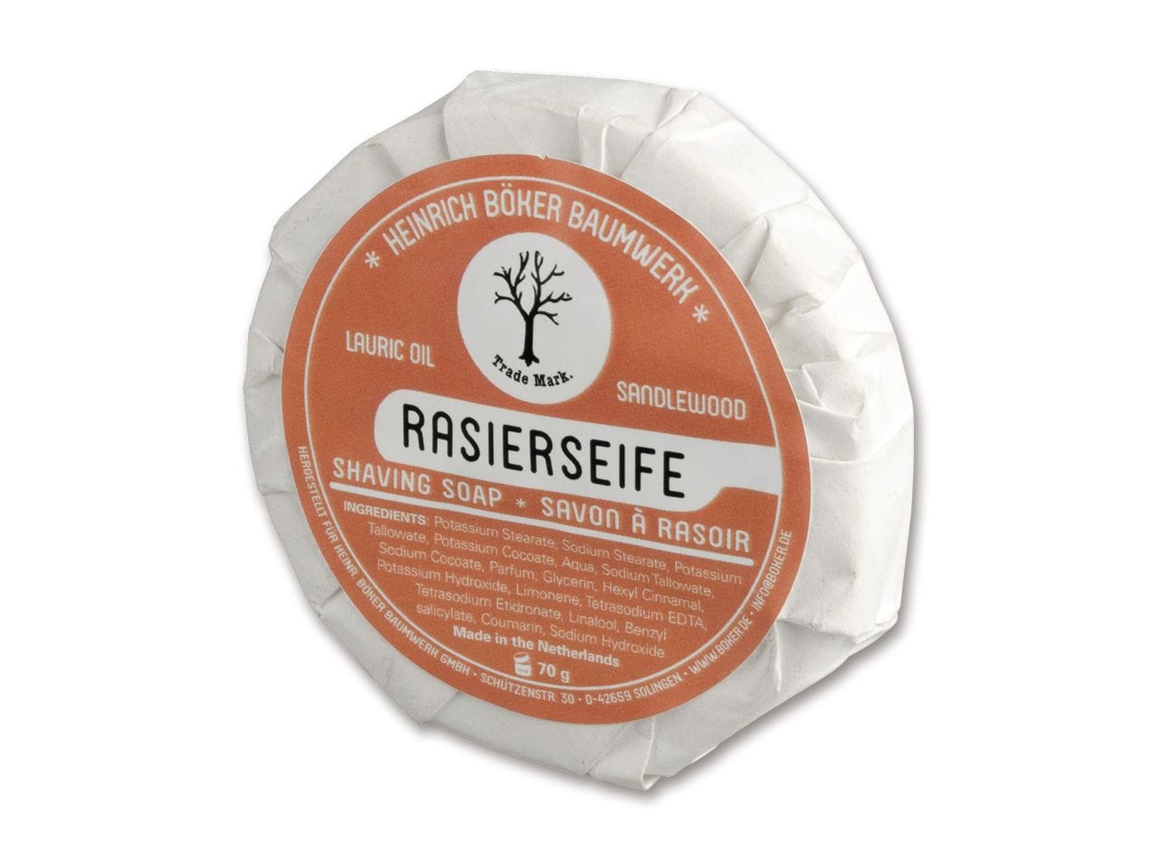 Böker Manufaktur Solingen Shaving Soap Lauric Oil Sandalwood
