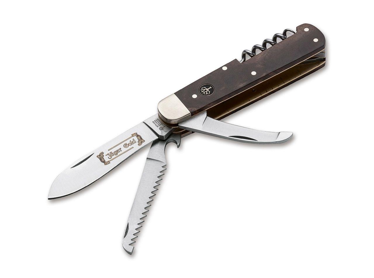Böker Manufaktur Solingen Jagdmesser Quadro Jäger Gold