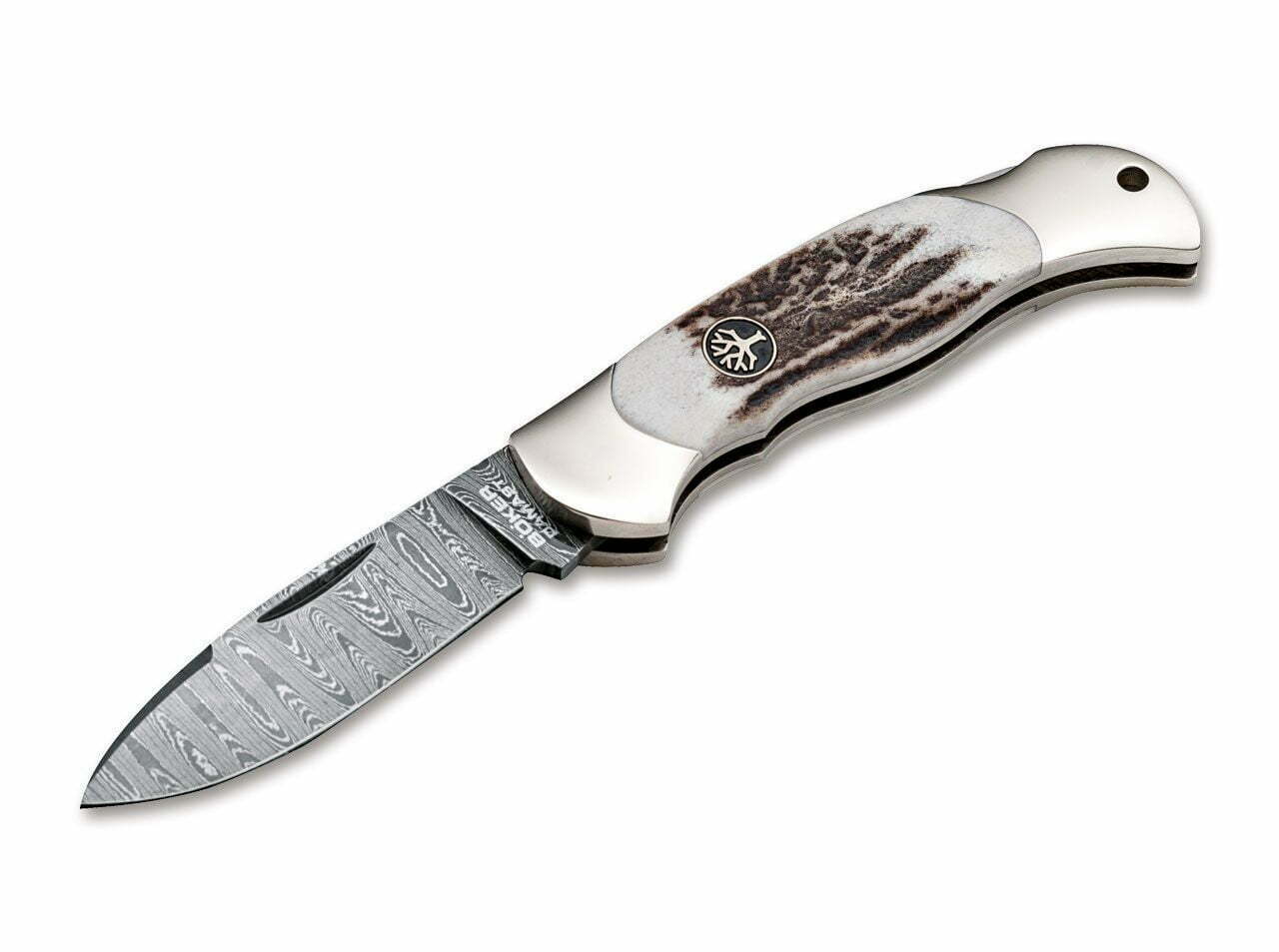 Böker Manufaktur Solingen Junior Scout Spearpoint Stag Damascus