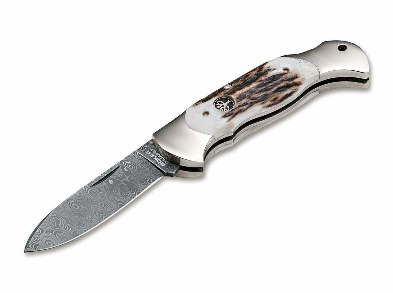 Böker Manufaktur Solingen Scout Spearpoint Stag Damascus