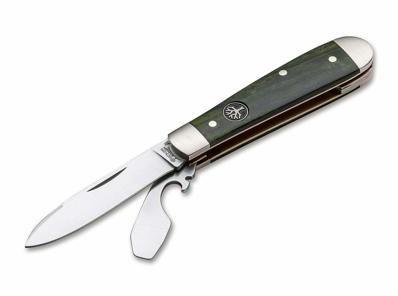 Böker Manufaktur Solingen Swell-End Jack Curly Birch Green