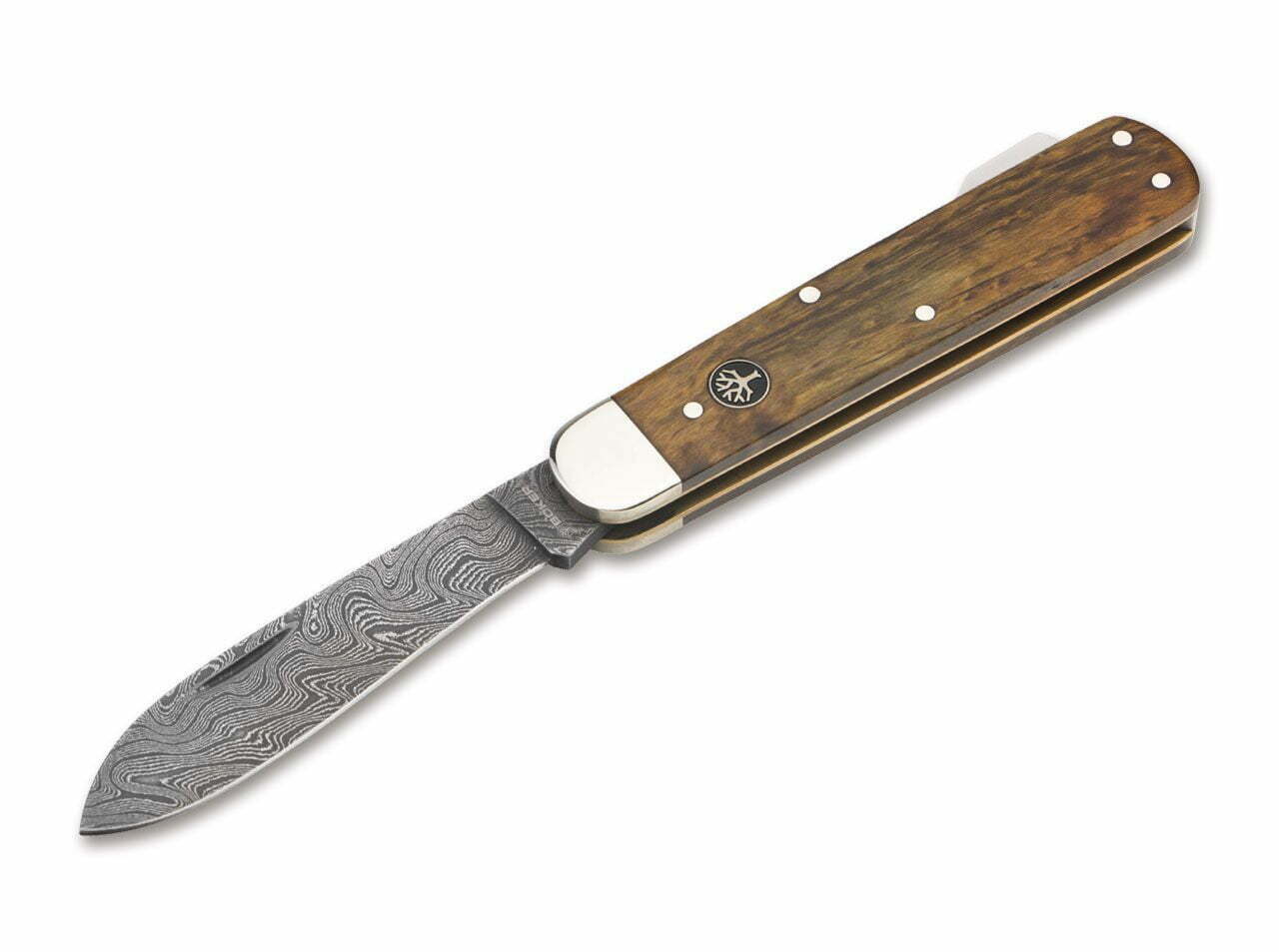 Böker Manufaktur Solingen Hunters Knife Mono Damascus Curly Birch Brown