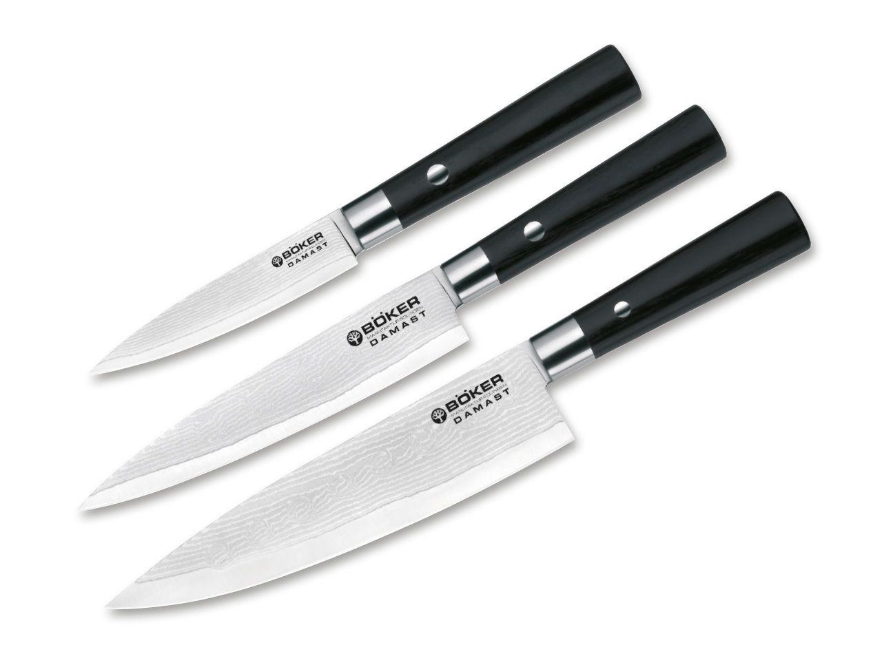 Böker Manufaktur Solingen Damascus Black Knife Set