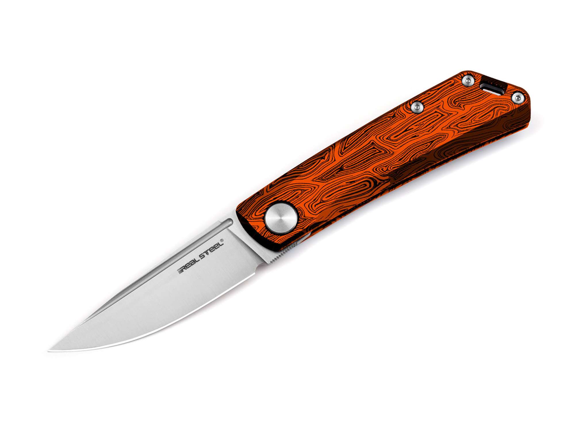 Real Steel Luna Damascus G10 Sky Orange Boker Exclusive