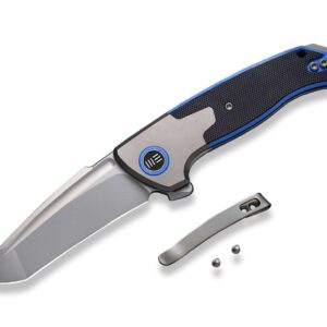 WE Knife Press Check Titanium G10 Black Blue Tanto