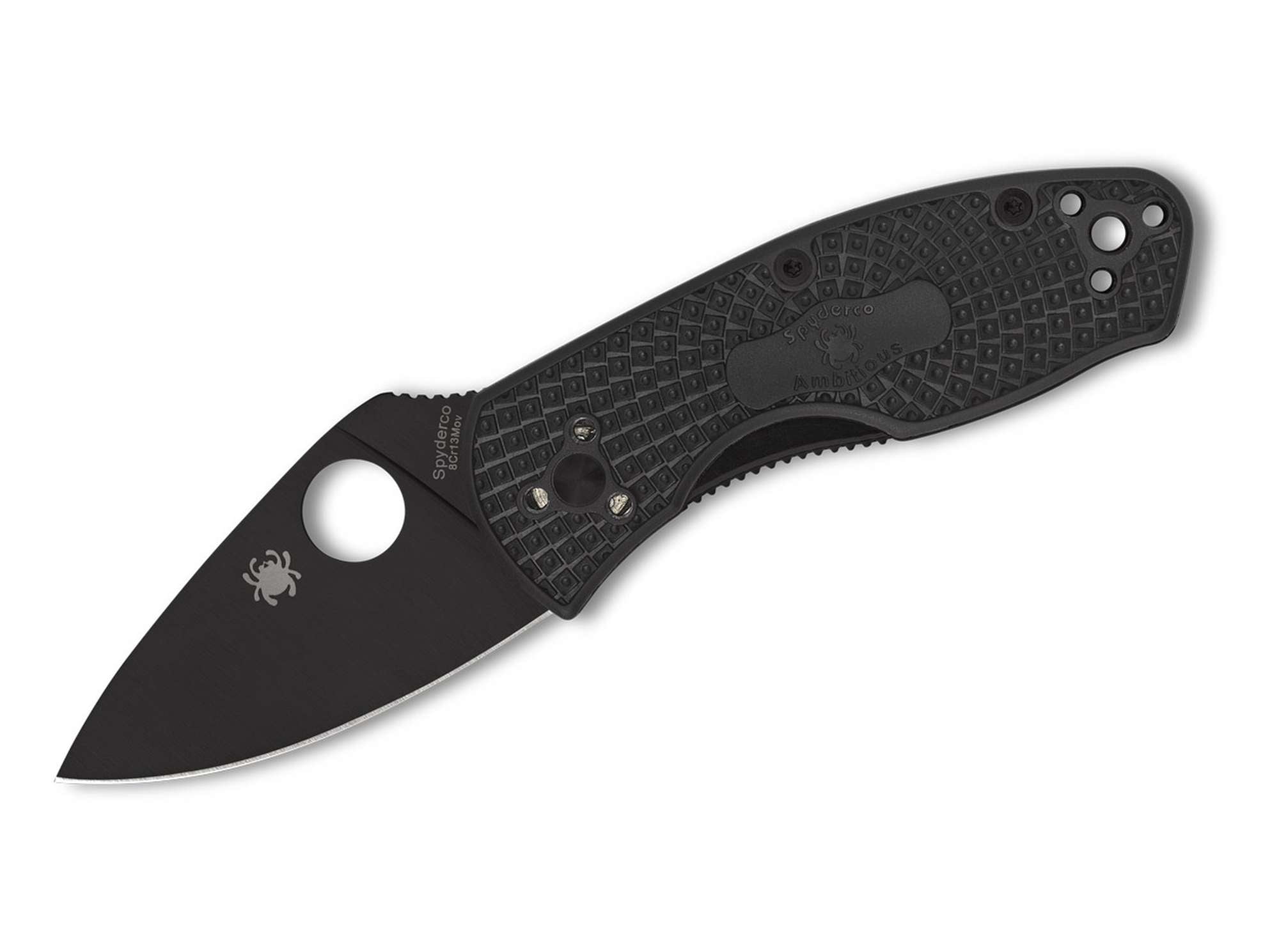 Ambitious Lightweight Black Blade PlainEdge Spyderco