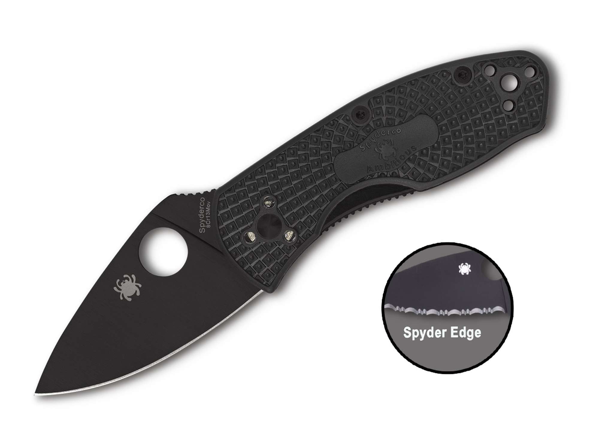 Ambitious Lightweight Black Blade SpyderEdge Spyderco