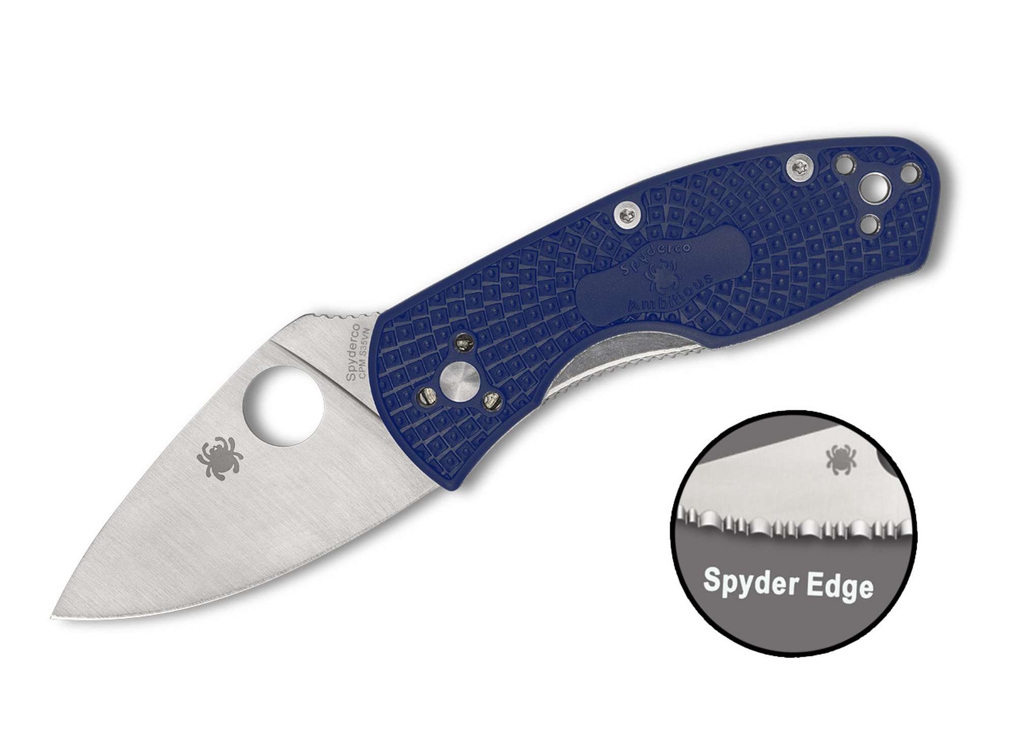 Ambitious Lightweight CPM-S35VN Blue SpyderEdge Spyderco