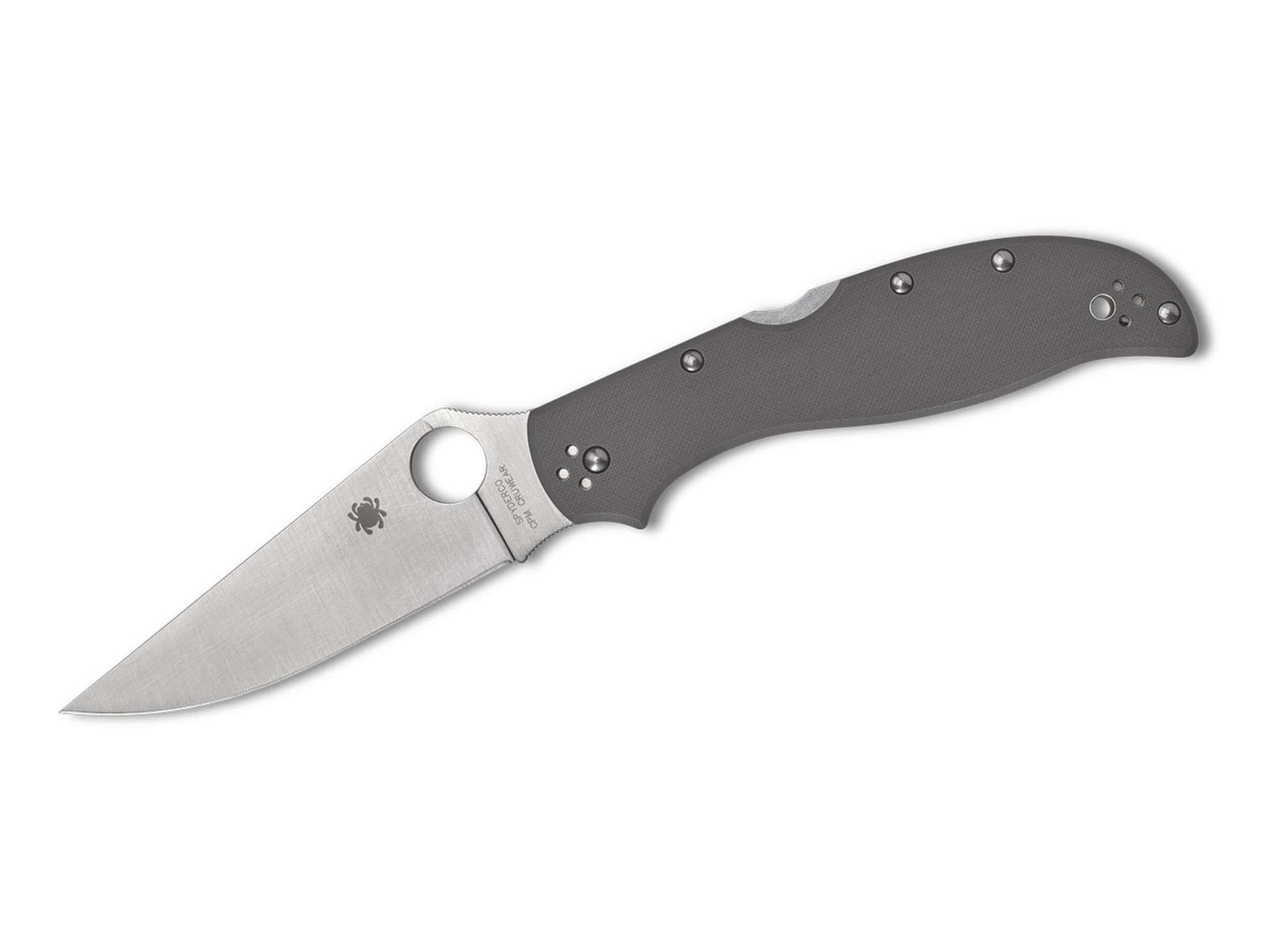 Stretch 2 XL Gray G10 CPM CruWear PlainEdge Spyderco