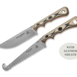 Muley Combo Leather Sheath Tan Black G10 TOPS Knives