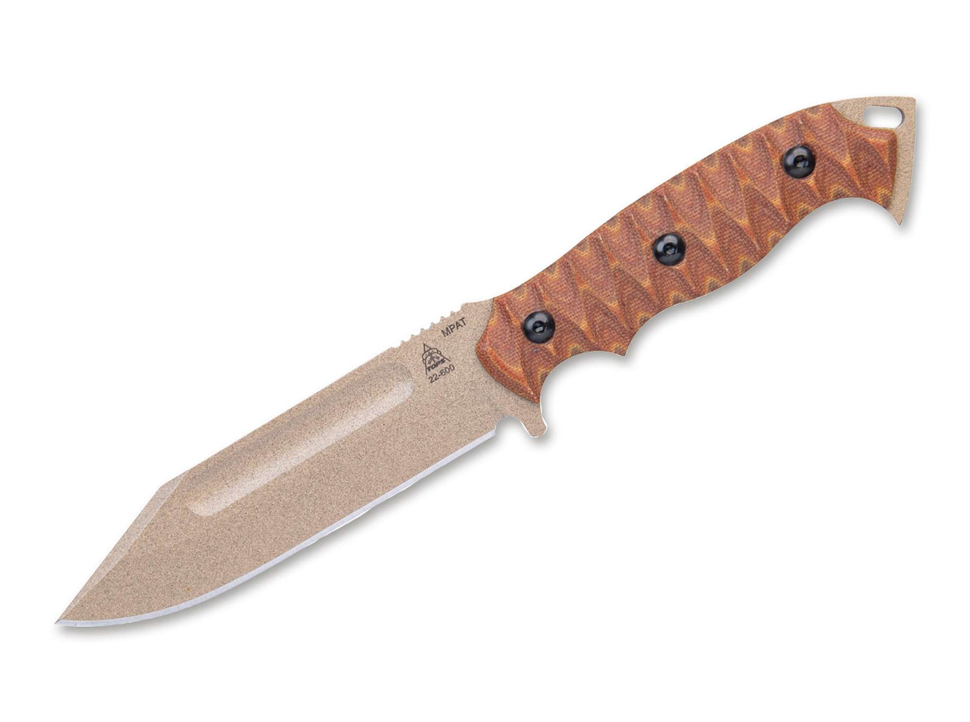 M-PAT Tan Canvas Micarta TOPS Knives