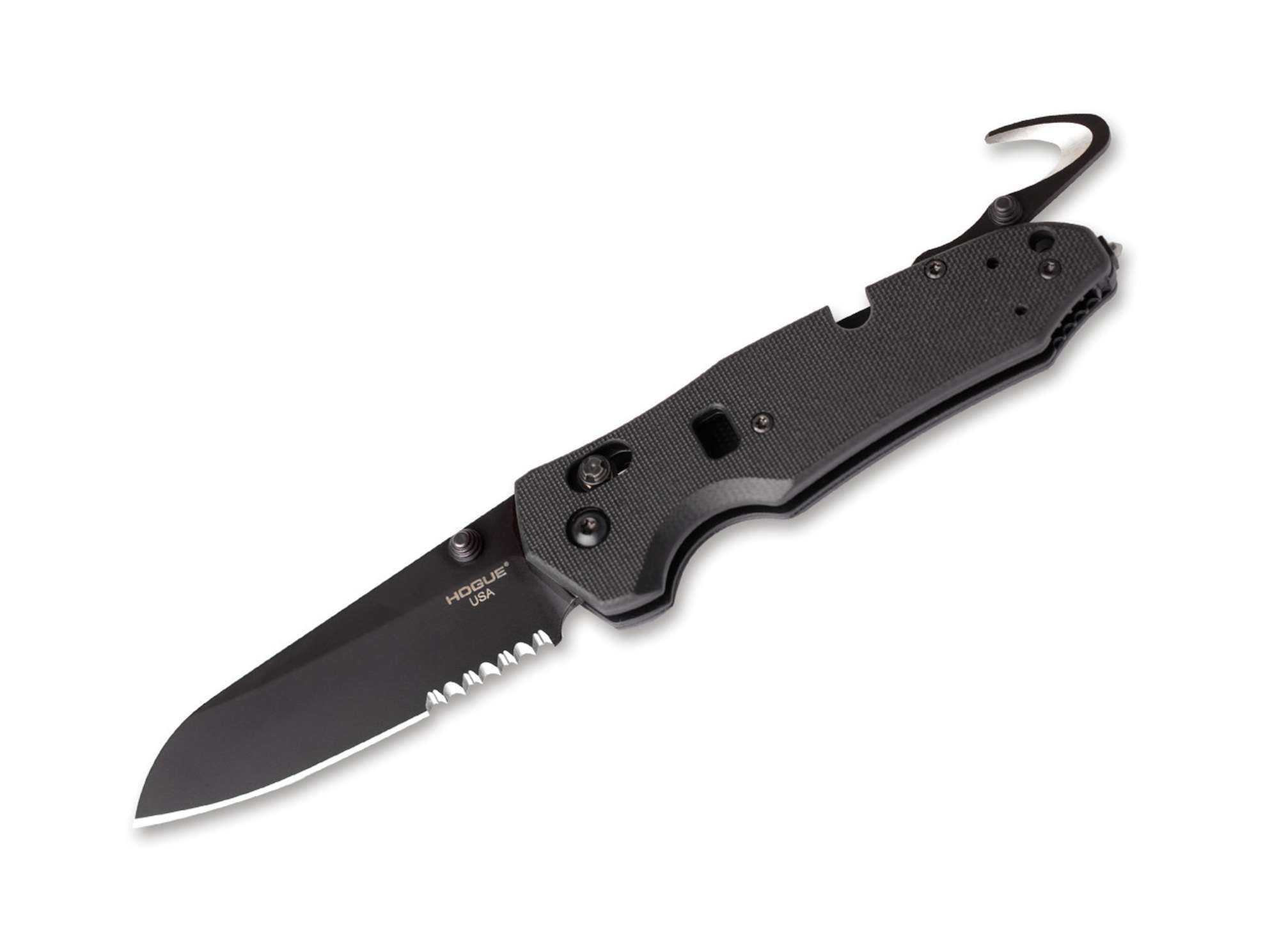 Hogue Trauma First Response Tool 3.4 G10 Solid Black Serrated
