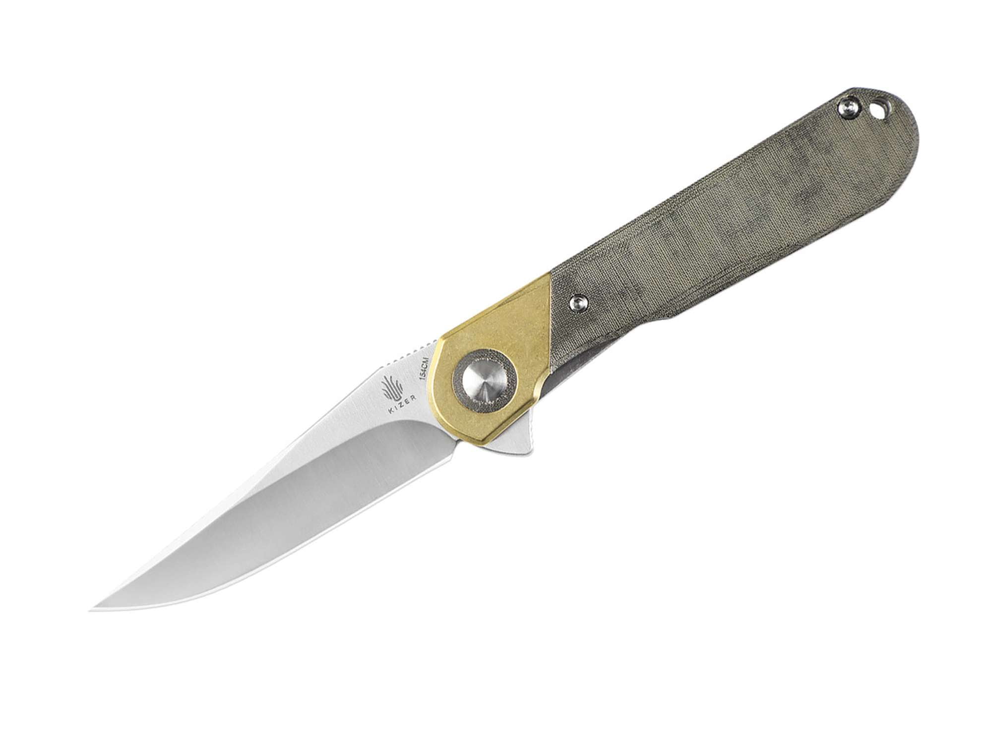 Kizer Comet Brass Micarta Green