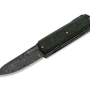 Maserin Silver Sport Knife Damascus CF Green