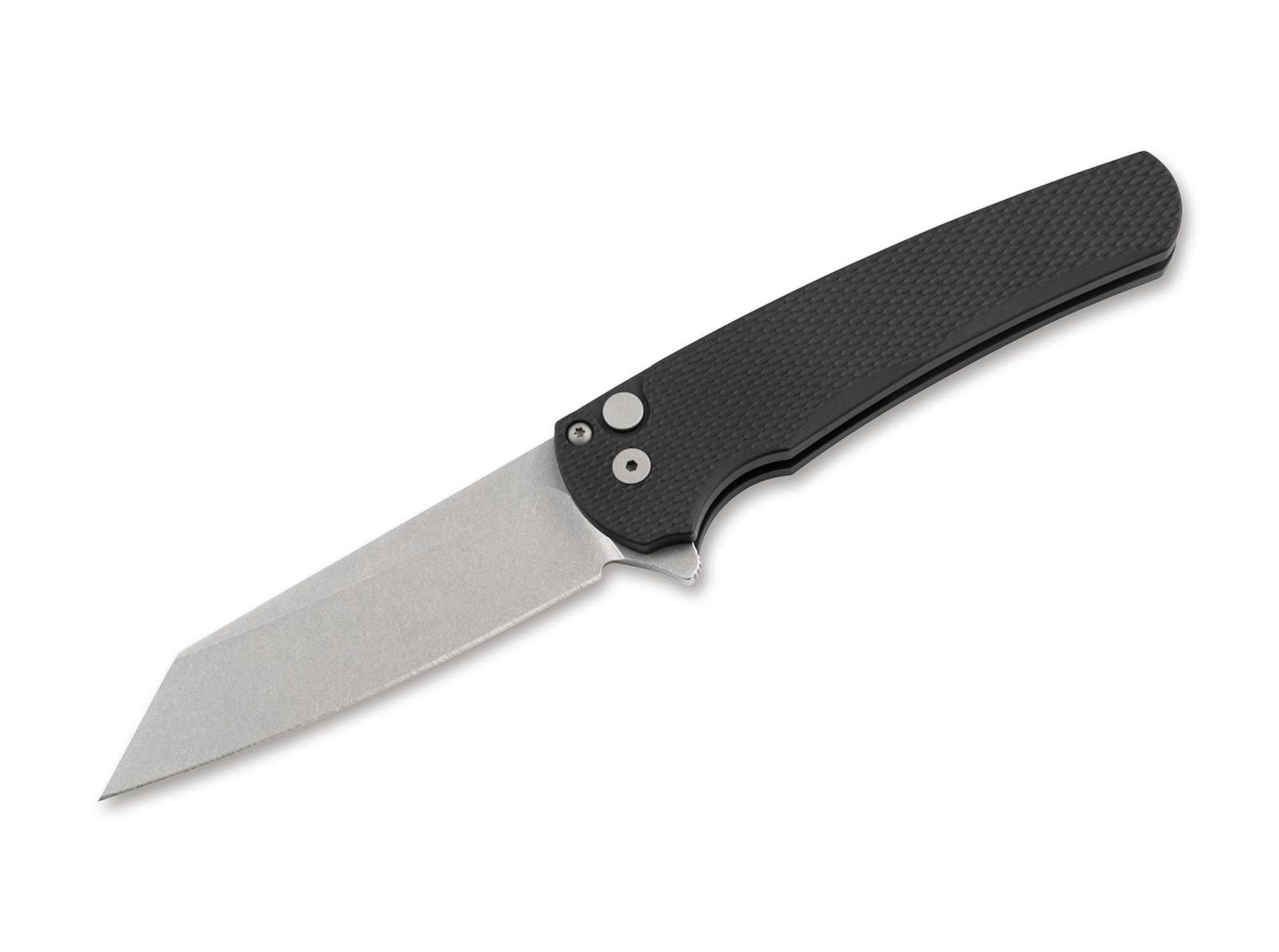 Pro-Tech 5205 Malibu Reverse Tanto Stonewashed Textured Aluminum Black