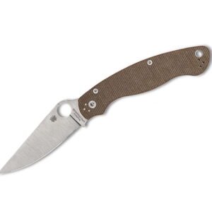 Spyderco Military 2 Brown Canvas Micarta CPM CRU-WEAR PlainEdge