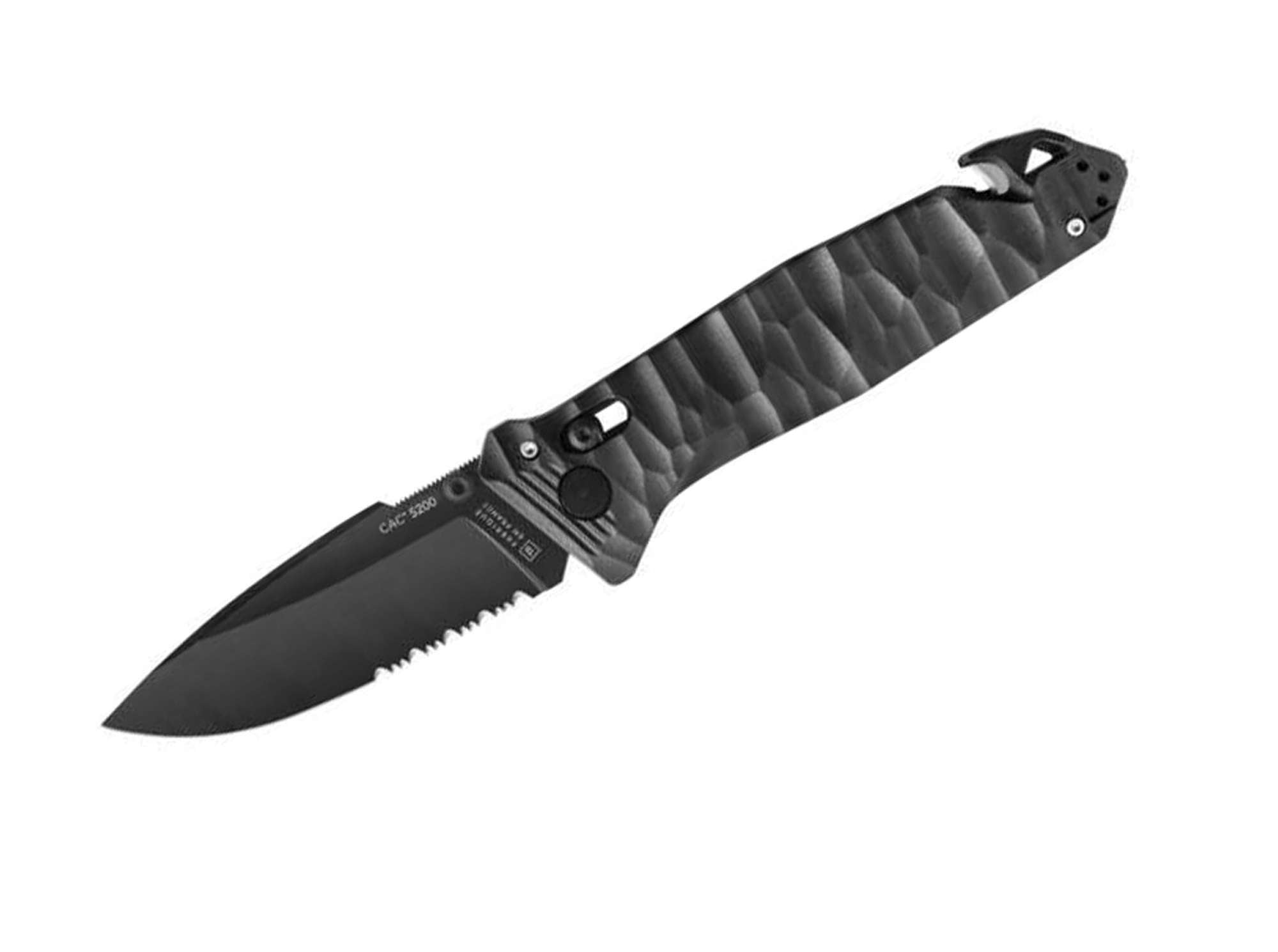 TB Outdoor C.A.C. S200 G10 Textured Black Serrated