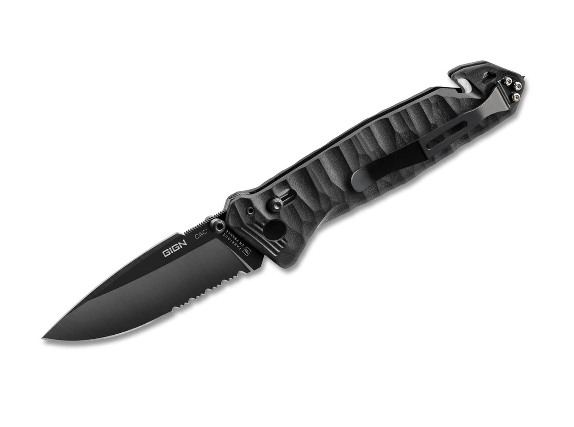 TB Outdoor C.A.C. GIGN PA6 Textured Black Serrated