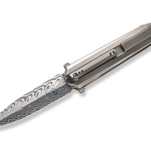 WE Knife Diatomic Bead Blasted Titanium Damascus