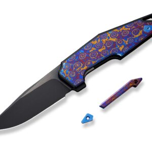 WE Knife OAO Titanium Black Timascus Purple Golden Blue