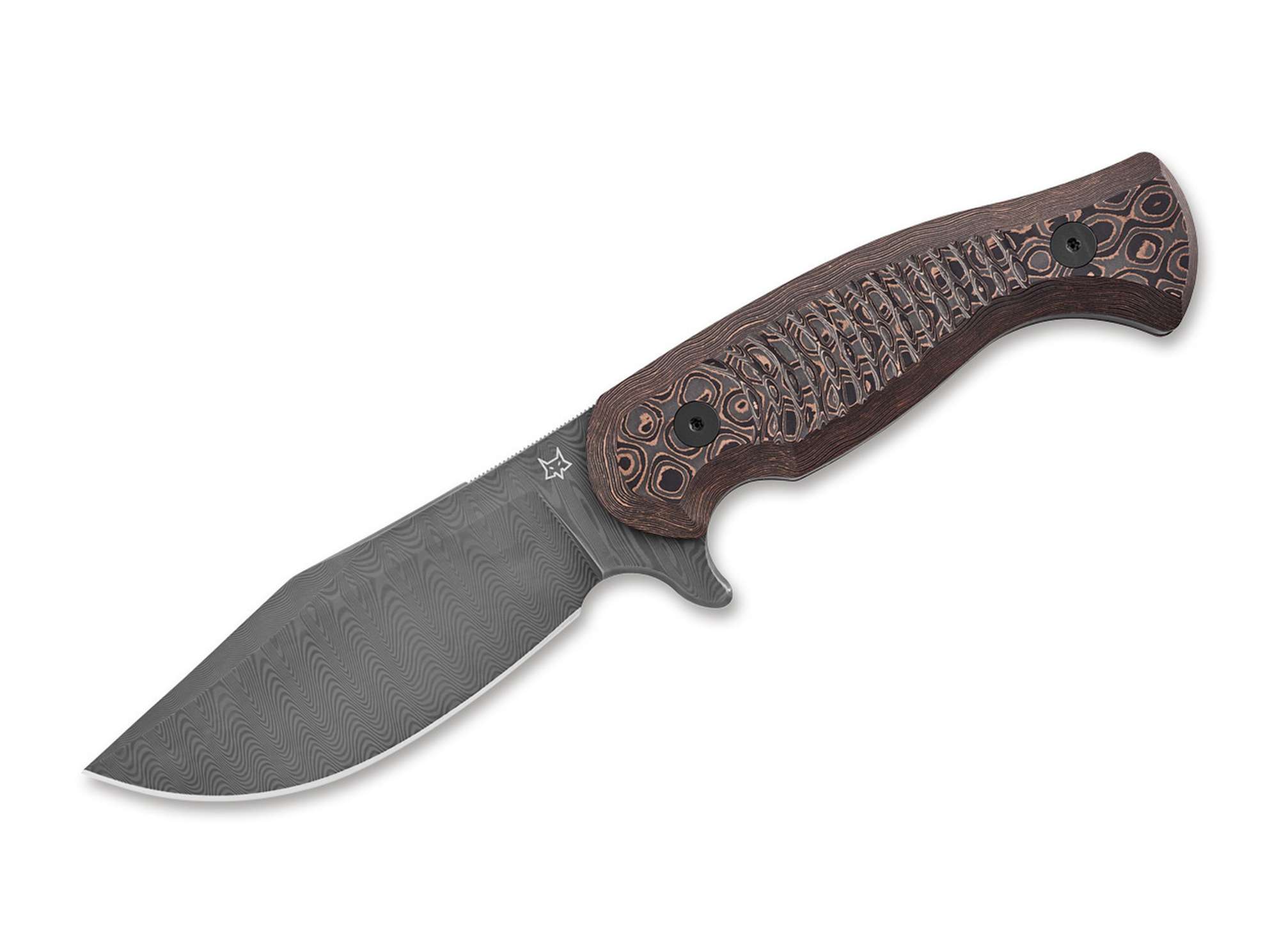 Fox Knives East Wood Tiger Fat Carbon Uni Copper Damascus
