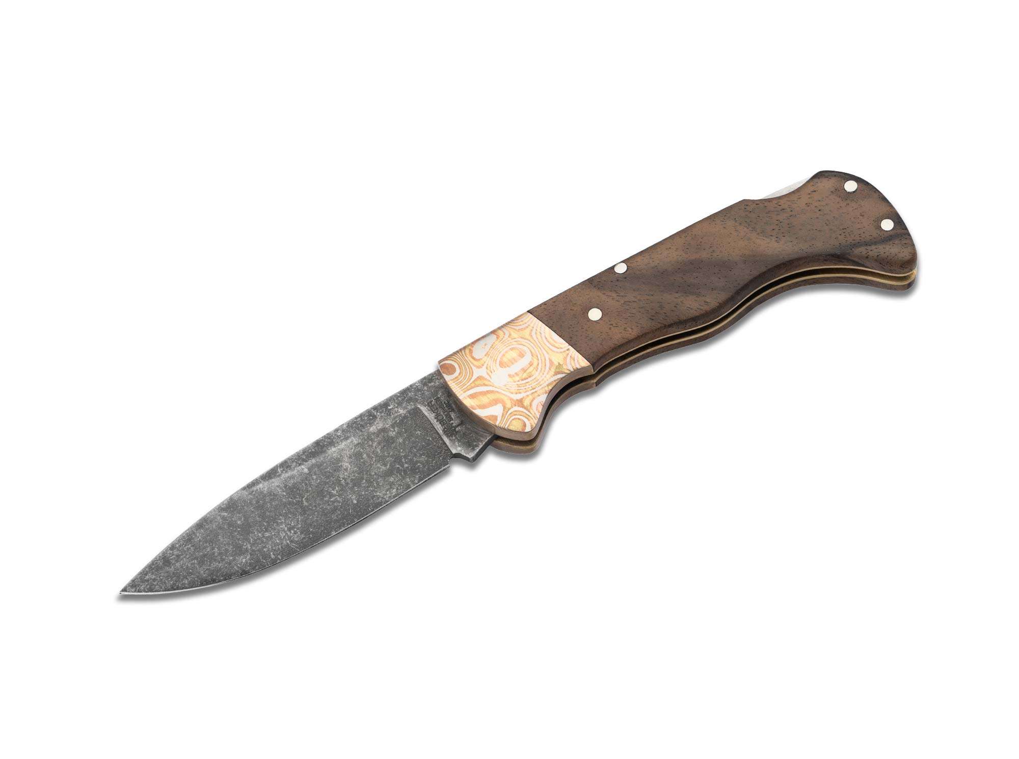 Böker Manufaktur Solingen Folding Hunter Mokume Walnut Black Stonewash