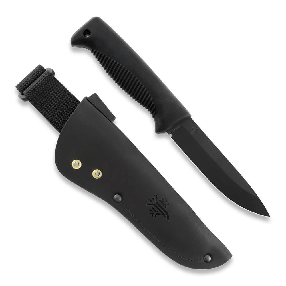 Peltonen Knives - M07 Ranger Puukko 80CrV2 Black Cerakote, Black Handle, Black Leather Sheath